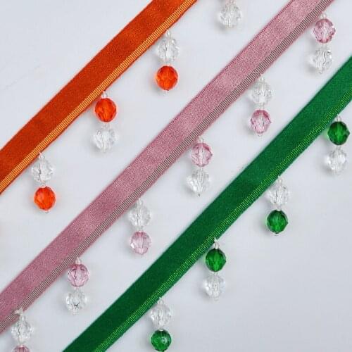 QGVLish 6M/lot Acrylic Beads Curtain Lace Trims DIY Sewing Sofa Stage Valance Curtain Accessories Lace Ribbon Belts Trim Decor