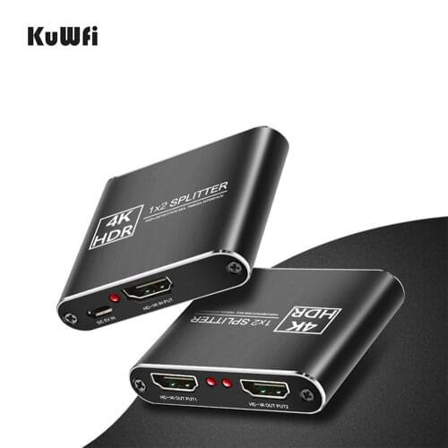 4K@60Hz HD-MI Splitter 2.0 Switcher HDR 4K Full HD Video HD-MI to HD-MI Switch Adapter 1 in 2 Out Amplifier for TV DVD PS3 Xbox