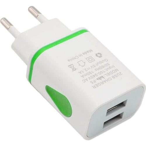 USB Wall Charger for Samsung Xiaomi Dual Port 2A Output Travel Plug Power Adapter Compatible for Phone EU/US Plug