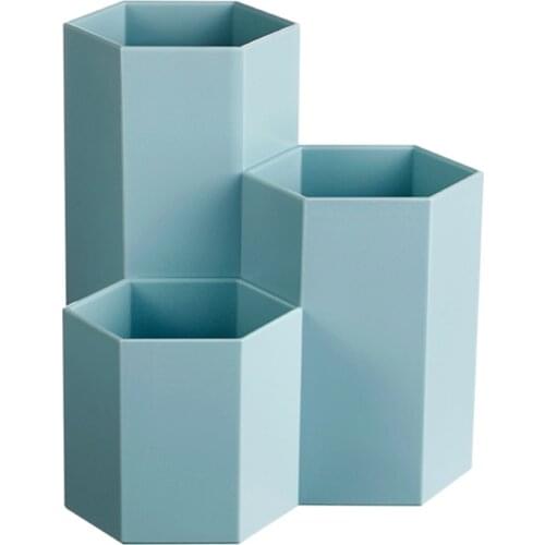 Hexagon ABS Table Organizer Makeup Cosmetic Holder Desk Pen Pencil Storage Box Case