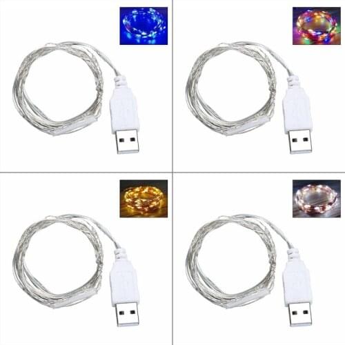 97QE 30 LED USB String Lights Silver Wire Garland Waterproof Fairy Lamp Christmas Wedding Party Decoration