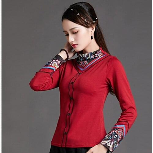 Traditional Chinese Blouse Retro Ladies Shirt Turtleneck Vintage T Shirt Slim Elegant Chinese Cheongsam Tops For Women FF2477