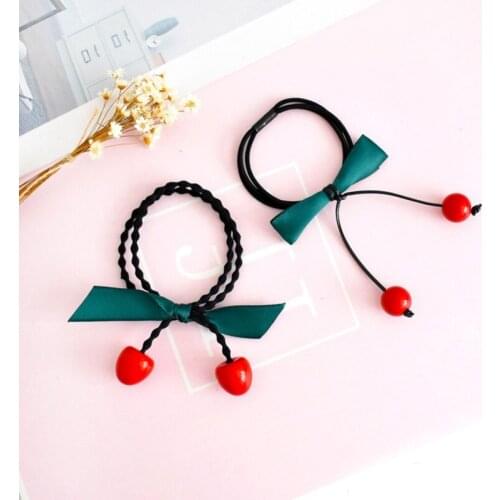 Cherry Red Bean Hair Ring Rubber Band High Elastic Head Rope Cartoon Headwear Hair Accessories For Women