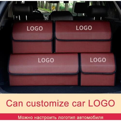 Solid Color Car Trunk Storage Box Waterproof Car Organizer PU Leather Stowing Tidying Foldable Box Custom LOGO Auto Accessories