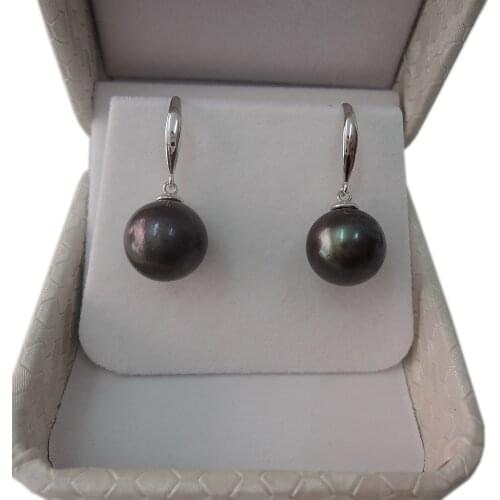 Pearl earring MADE OF 100% nature freshwater,100% 925 silver hook ,AA+ big 11-13 MM perfect round pearl,black,gold pearls earing