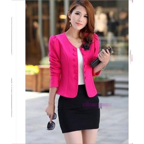 Korean Slim-fit Blazer Double-breasted Short Black White Pink Blazer Office Lady Office Womens Jackets Crop Blazer Fashion