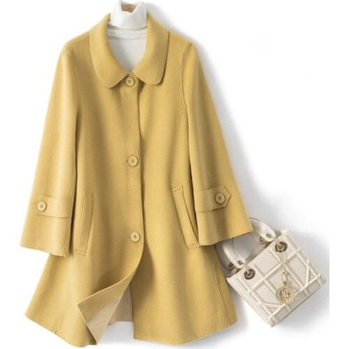 2021 Winter Fashion Woolen Coat Women Korean Lady Temperament Single-Breasted Long Sleeve Female Outerwear Mujeres Abrigos