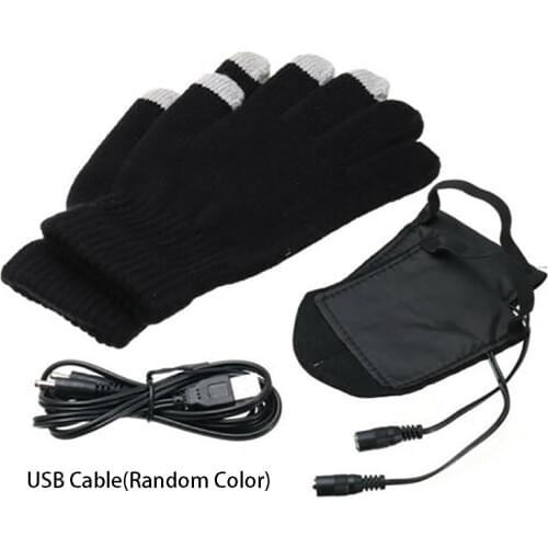 Unisex Winter USB Powered Heated Gloves Thermal Outdoor Sports Hunting Cycling Skiing Motorcycle Soft Knitted Mitten Hand Warmer