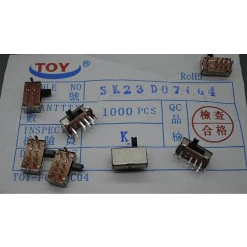 10pcs DP3T 2P3T 3 Position Mini Horizontal Slide Switch 8 Pin PCB SK23D07VG4