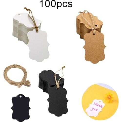 100pcs Kraft Paper Tags With Strings Handmade Gift Packaging Hang Tags For Candy/Gift/Cookies Display Packing Label Card