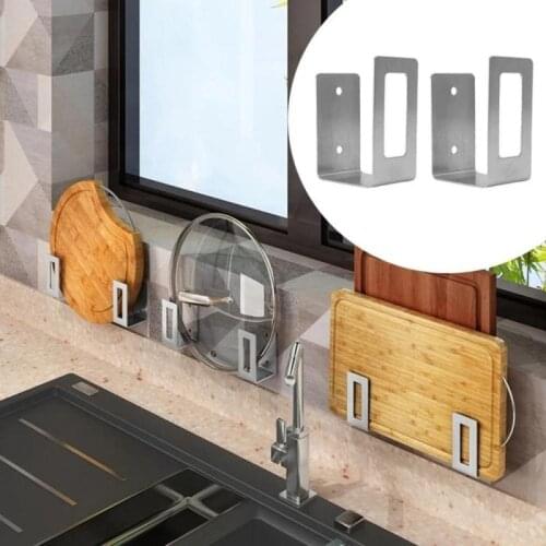2pcs Cover Lid Rack Stainless Steel Adjustable Kitchen Storage Rack Wall-mounted Home Storage Holders Kitchen accessories Hot