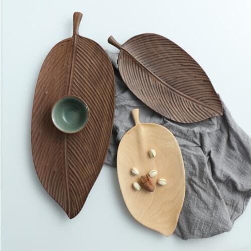3 Size Wulnut & Beech Decorative Centerpiece Wood Plate for Fruit Desert Candy Cakes Fruitschaal Leaf Plate