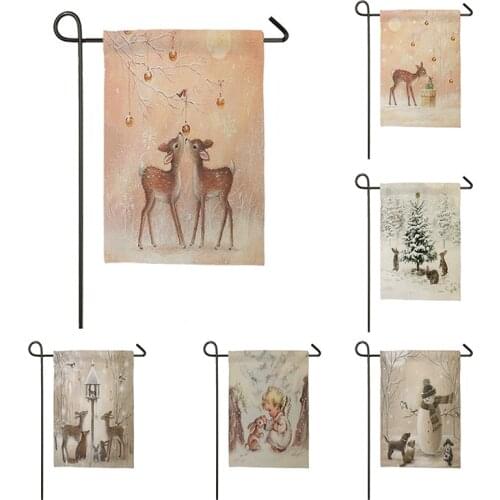 30*45cm Linen Cloth Double sided printing Christmas fawn decorated Garden Flag Outdoor Home Decoration AccessoriesQZ06