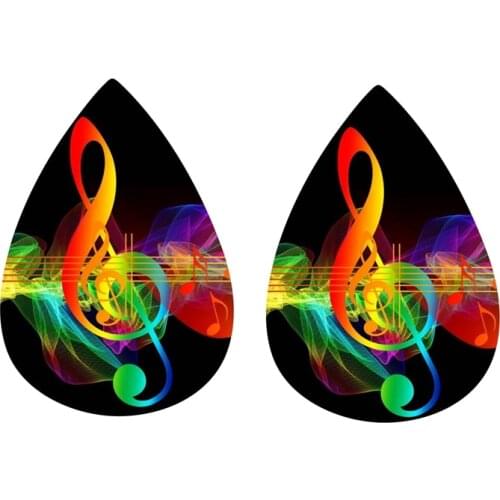 30Pcs/15pairs Faux Leather Teardrop Earrings Mens Music Note Print Earrings