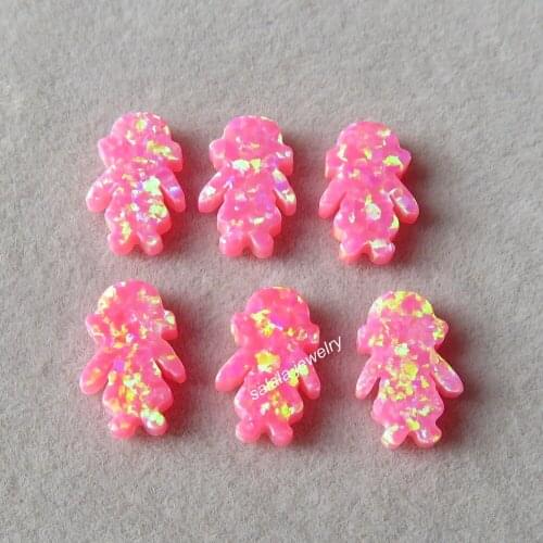 30pc/lot 8.5x13mm Little Girl Fire Opal OP42 Pink Girl Opal Synthetic Girl Opal , Girl Opal Stone for Necklace