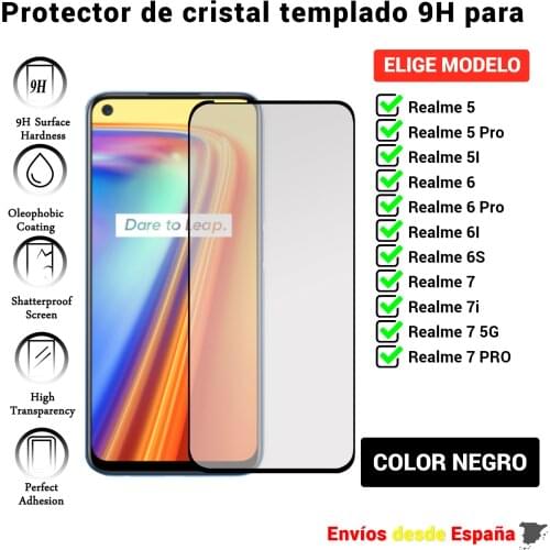 3D full screen Protector for Realme 5 5I 6 6I 6S 7 7i 5G Pro. Black tempered glass for movil. Choose model