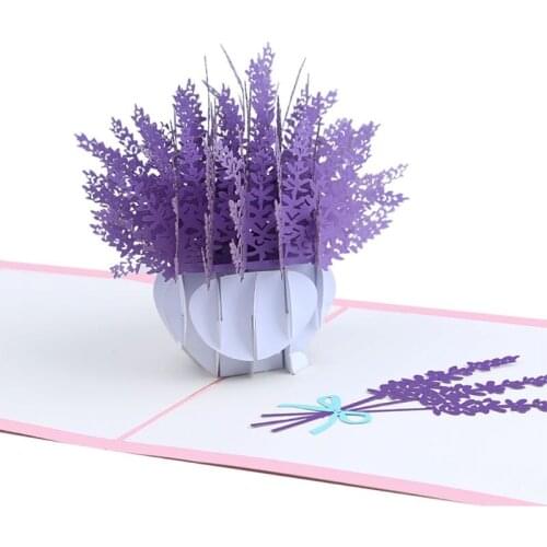 3D Pop-Up Lavender Greeting Card for Birthday Mothers Day Wedding Party Anniversary Graduation with Envelope