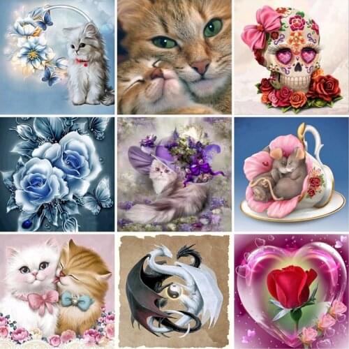 5D DIY Diamond Painting Blue Flower Embroidery Cross Stitch Full Round Drill Mosaic Painting Rhinestones Home Decor