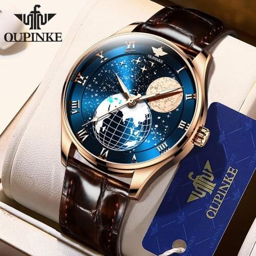 OUPINKE Watch Mens Starry Sky Series Full Automatic Mechanical Watch Mantianxing Luxury Brand Sapphire Fashion Waterproof Watch