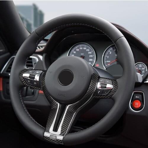 Black Dry carbon fiber Steering wheel trim cover Car interior Auto Parts For BMW M2 M3 M4 M5 M6 X5M X6M