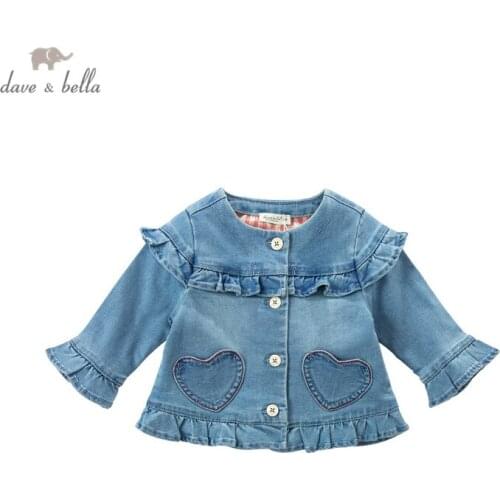 DBM16486 dave bella spring baby girls fashion love ruched coat children tops infant toddler outerwear