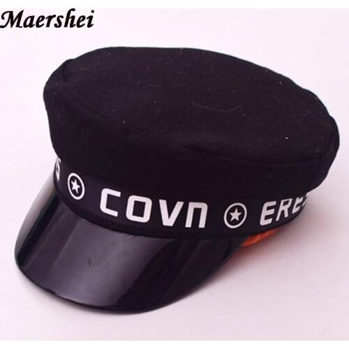 MAERSHEI Children Girl Boy Hat Baseball Cap Casquette Vintage Woolen Letter Embroidery Flat Top Kids Hats