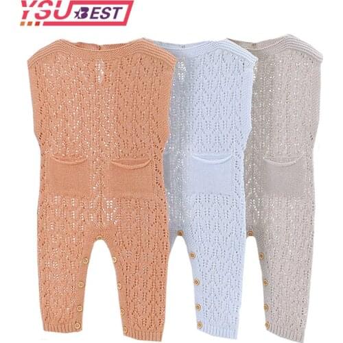 Baby Rompers Knitted Clothes Autumn Sleeveless Newborn Girl Jumpsuits Outfits Solid Children Overalls Soft Toddler Boy Playsuits