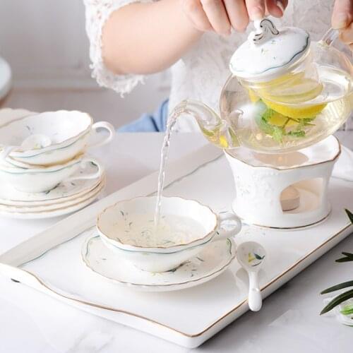 European coffee cup suit household ceramic cup British tea set flower tea cup afternoon tea cup Cup Saucers with spoon