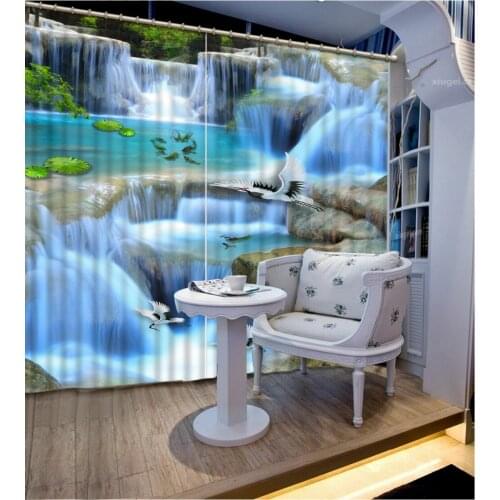 Photo curtains 3d Waterfall scenery curtains for living room bedroom kids room curtains Decorative window