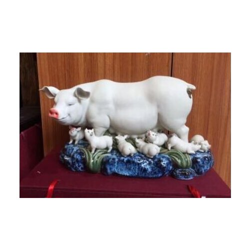 Ceramic pig zodiac pig fat house Embellish fortune decoration shiwan doll ornaments Animal Sculpture statue carving Home Decora