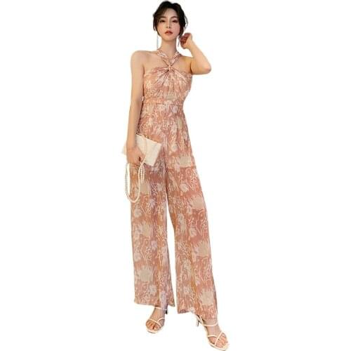 Print Romper Jumpsuit Off Shoulder Halter Bodycon Jumpsuit Romper Clubwear Women Baggy Trousers Overalls Pants Summer 2020 New