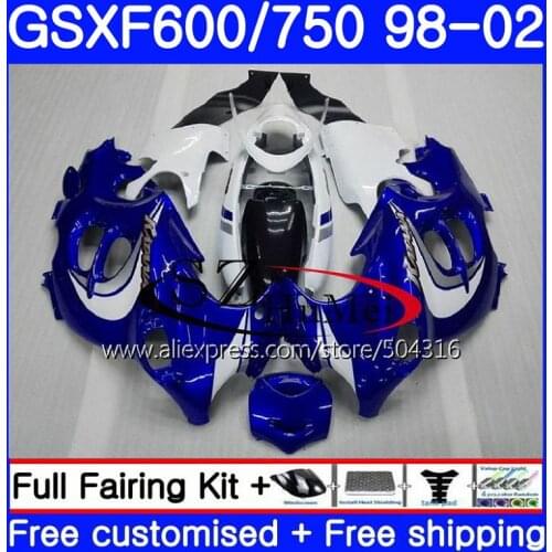 Body For SUZUKI KATANA GSX600F GSXF 600 750 28NO.1 GSXF600 98 99 00 01 02 GSXF750 1998 1999 2000 2001 2002 Fairings Blue white