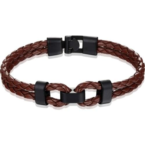 2016 New Fashion Jewelry Leather Bracelet Men Vintage Rudder Bracelet Leisure Personality PU Bracelet Bracelet
