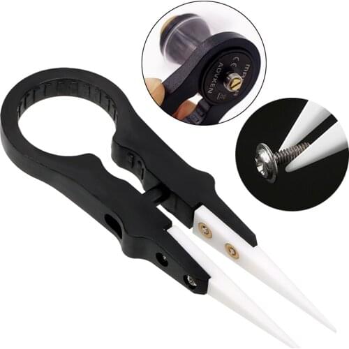 Multifunctional Forceps Ceramic Insulation Tweezers High Temperature Resistat DIY Multifunctional Screwdriver Pointed Tip