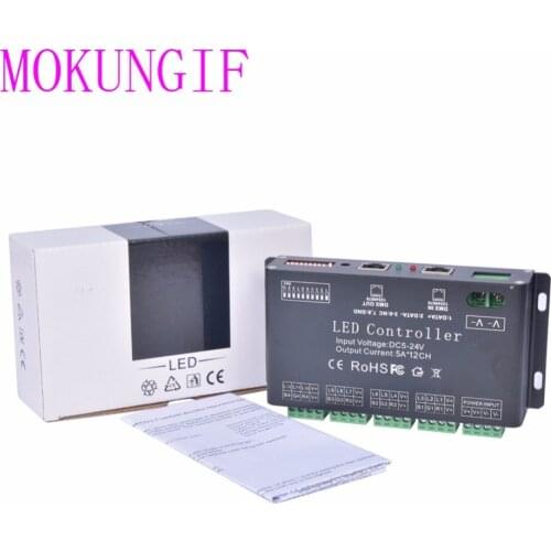 Moukungif fast shipping 3pcs DC5V-24V 12Channel 12CH RGB DMX512 LED controller DMX decoder&driver LED strip module black 5A