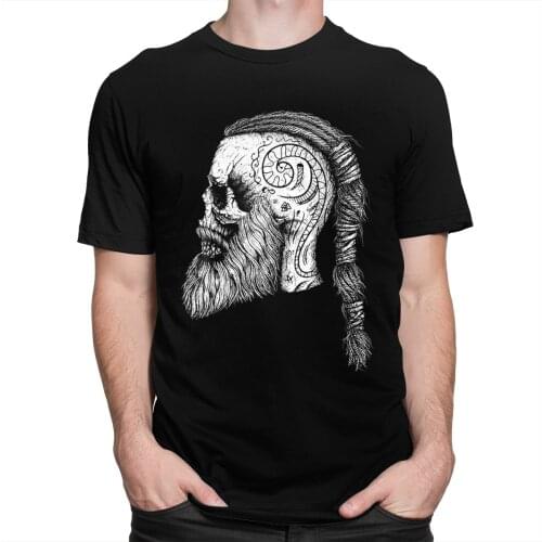 Ragnar Lodbrok T-shirt Men Soft Cotton Viking Ragnar Skull Tee Tops Round Collar Short Sleeved Summer T Shirt Clothes Gift Idea