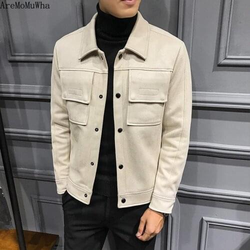 Mens Jacket Autumn and Winter Deerskin Velvet Casual Jacket Men 2020 New Korean Version of The Slim and Thick Trend Short Top