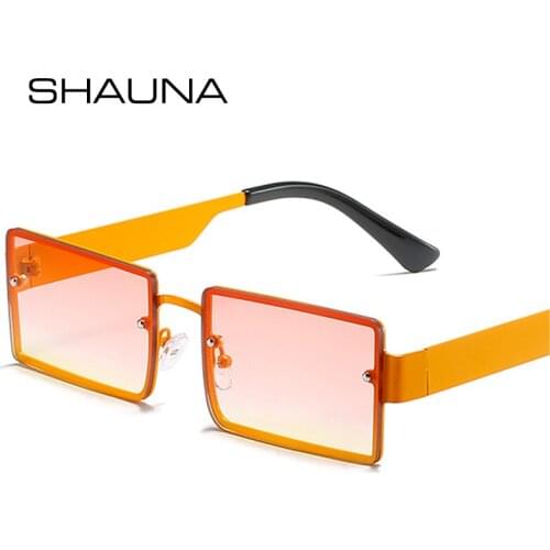 SHAUNA Retro Small Rectangle Sunglasses Women Fashion Colorful Gradient Shades UV400 Men Trending Square Metal Sun Glasses