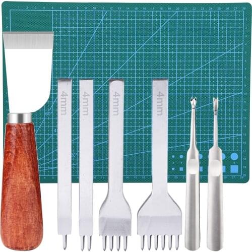 LMDZ Leather Craft Tools Set Leather Hole Punch Leather Cutting Knife Tools Stitching Punch and Cutting mat for Leather Working
