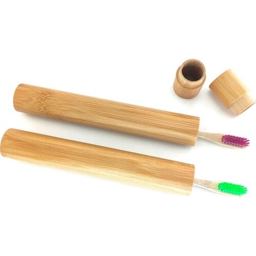 Natural Adult Bamboo Toothbrush Box (with toothbrush Hiking Camping Toothbrush Holder Box Toothbrush Bamboo Box Protection