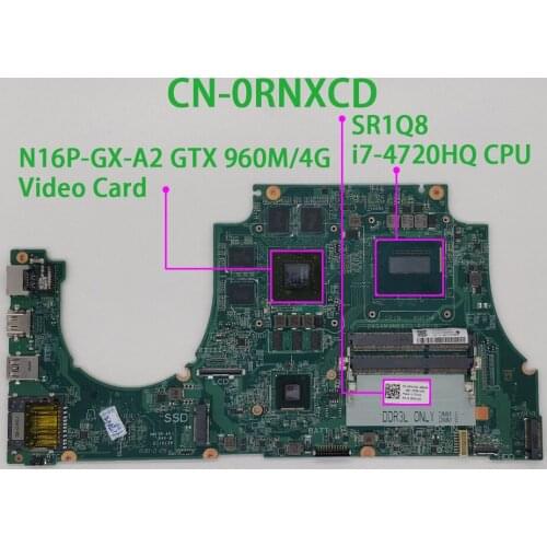 Genuine RNXCD 0RNXCD CN-0RNXCD w i7-4720HQ CPU 960M 4G GPU DA0AM9MB8D0 Laptop Motherboard for Dell Inspiron 7557 Notebook PC