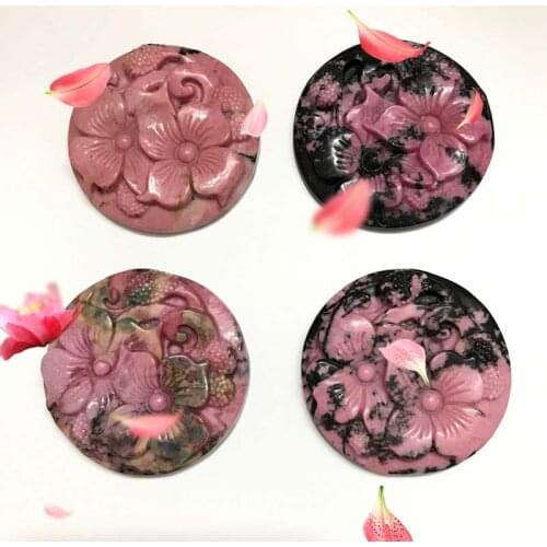 Natural pink rosestone hand-carved pendant ornaments fashion healing energy stone aura accessories for diy necklace jewelry