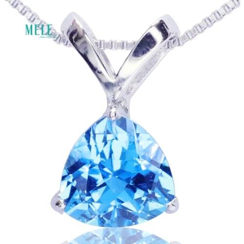 Natural Blue Topaz pendant necklaces pendants pendant drop ornaments Triangle 9mm