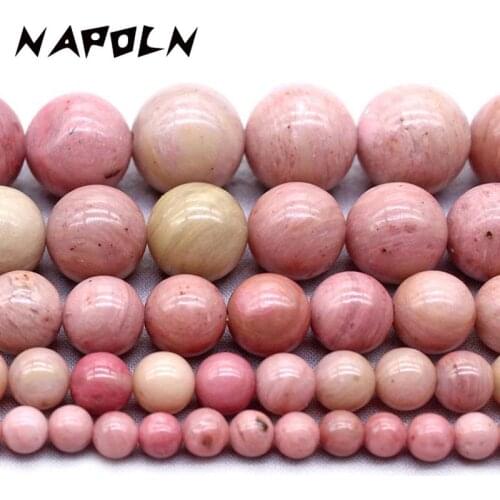NAPOLN Natural Stone Natural Rhodochrosite Red Stone Loose Beads For Bracelet Jewelry Making 15" Strand 4/ 6/8/10MM Accessories