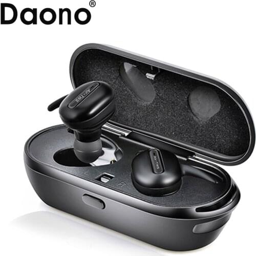 DAONO TWS T03 Invisible Wireless Earphones Mini Stereo Music Headphones Hands-free Bluetooth Headset and Power Bank box