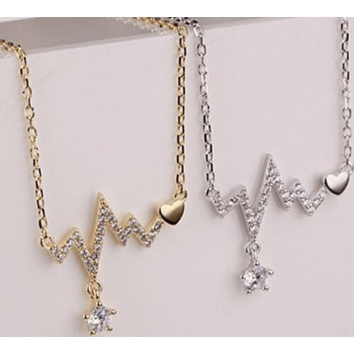 Silver Real 925 Necklaces For Women 2021 Trend Chain Vintage Jewelry Zircon Pendants Goth Undefined Luxury Beating Heart Fashion