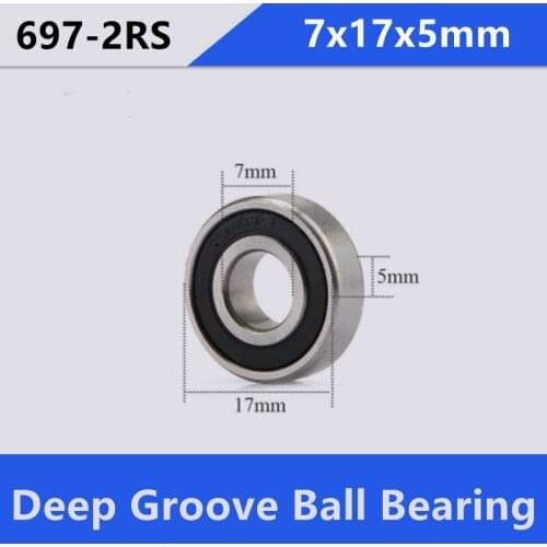 500pcs/lot 7x17x5mm 697RS 697-2RS 697 2RS RS 7*17*5mm Deep Groove Ball Bearings Miniature bearing