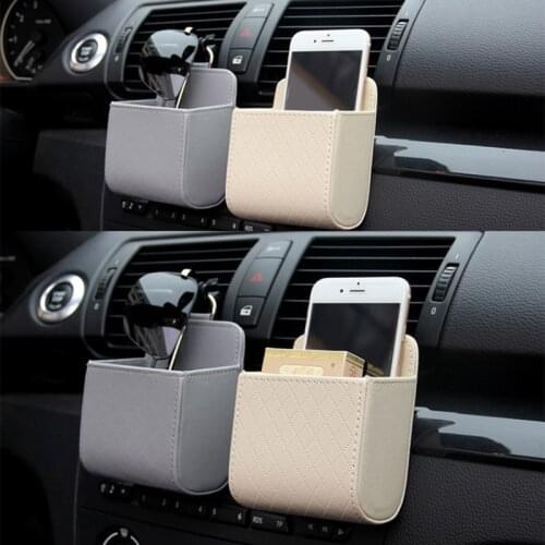 Car Air Vent Dashboard Storage Bag Tidy Hanging Leather Organizer Box Glasses Phone Holder Storage Organizer Car Accessories