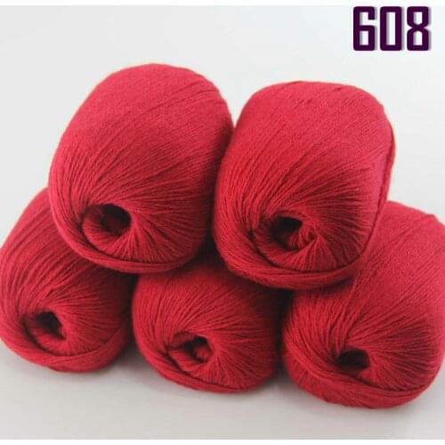 Sale New 5 X50g Balls High Quality 100% pure cashmere luxury warm soft hand knitting Yarn 233-608-5 ark Red