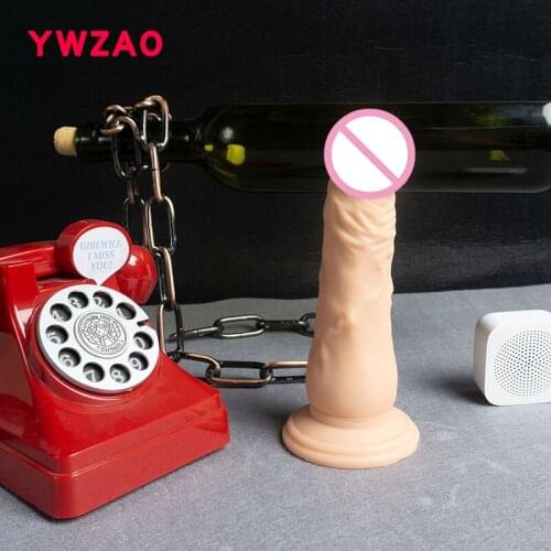 YWZAO Rubber Erotics Suction Cup Intimate Masturbator 18 Penis Goods Anal Plug Sex Toys Strapons Dildo For Women Men Anal P03